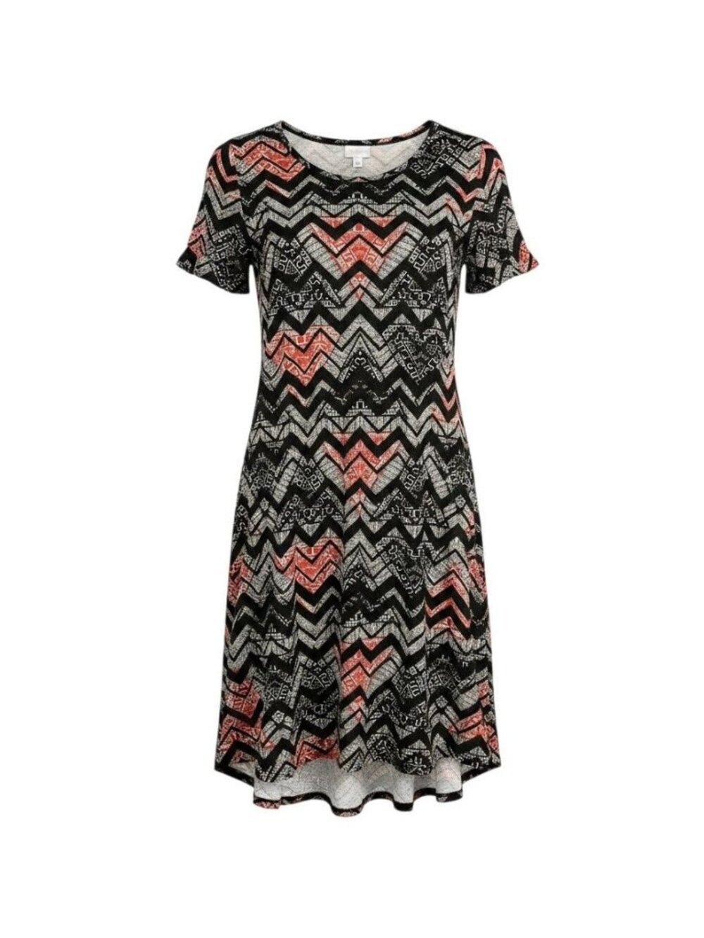Lularoe Womens Chevron Print Short Sleeve Swing Dress Size M